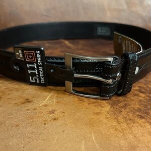 5.11 Tactical Black Stitched Leather Belt Small for 28-30 Waist